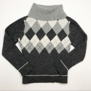 Rafaela Gray Black Argyle Turtleneck Pullover